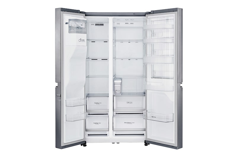 LG Side-by-Side mit Door-in-Door ® | Eis-, Crushed Ice- und Wasserspender | 625 Liter Kapazität | Energieeffizienzklasse F | Interner Wassertank 4L | Steel | GSJ761PZBG, GSJ761PZBG
