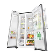 LG Side-by-Side mit Door-in-Door ® | Eis-, Crushed Ice- und Wasserspender | 625 Liter Kapazität | Energieeffizienzklasse F | Interner Wassertank 4L | Steel | GSJ761PZBG, GSJ761PZBG
