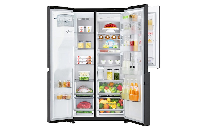 LG ​Side-by-Side mit Door-in-Door ® |  Eis-, Crushed Ice- und Wasserspender  | ​625​ Liter Kapazität | Energieeffizienzklasse ​E​ | Interner Wassertank 4L | Schwarz | ​GSJ961MCCZ, GSJ961MCCZ