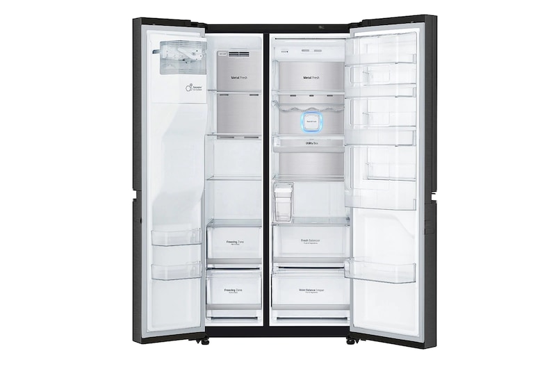 LG ​Side-by-Side mit Door-in-Door ® |  Eis-, Crushed Ice- und Wasserspender  | ​625​ Liter Kapazität | Energieeffizienzklasse ​E​ | Interner Wassertank 4L | Schwarz | ​GSJ961MCCZ, GSJ961MCCZ