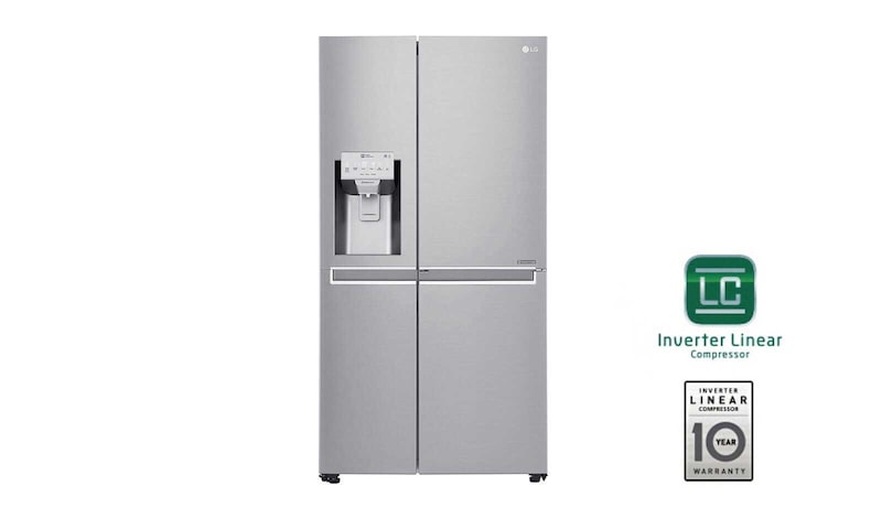 LG Side-by-Side mit Door-in-Door® |  Eis-, Crushed Ice- und Wasserspender  | 625 Liter Kapazität | Energieeffizienzklasse F | Interner Wassertank 4L | Edelstahl | GSJ961NEAZ, GSJ961NEAZ