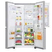 LG ​Side-by-Side mit Door-in-Door ® |  Eis-, Crushed Ice- und Wasserspender  | ​625​ Liter Kapazität | Energieeffizienzklasse ​E​ | Interner Wassertank 4L​ ​| ​Steel​ | ​GSJ961NSZE ​, GSJ961NSZE
