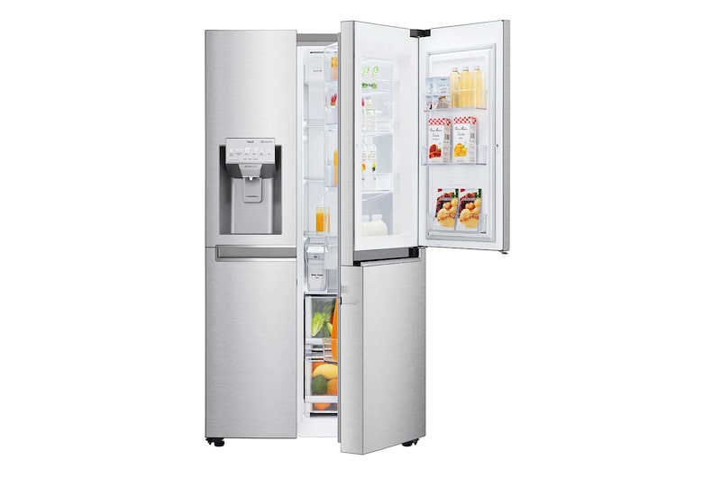 LG ​Side-by-Side mit Door-in-Door ® |  Eis-, Crushed Ice- und Wasserspender  | ​625​ Liter Kapazität | Energieeffizienzklasse ​E​ | Interner Wassertank 4L​ ​| ​Steel​ | ​GSJ961NSZE ​, GSJ961NSZE