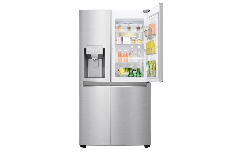 LG ​Side-by-Side mit Door-in-Door ® |  Eis-, Crushed Ice- und Wasserspender  | ​625​ Liter Kapazität | Energieeffizienzklasse ​E​ | Interner Wassertank 4L​ ​| ​Steel​ | ​GSJ961NSZE ​, GSJ961NSZE