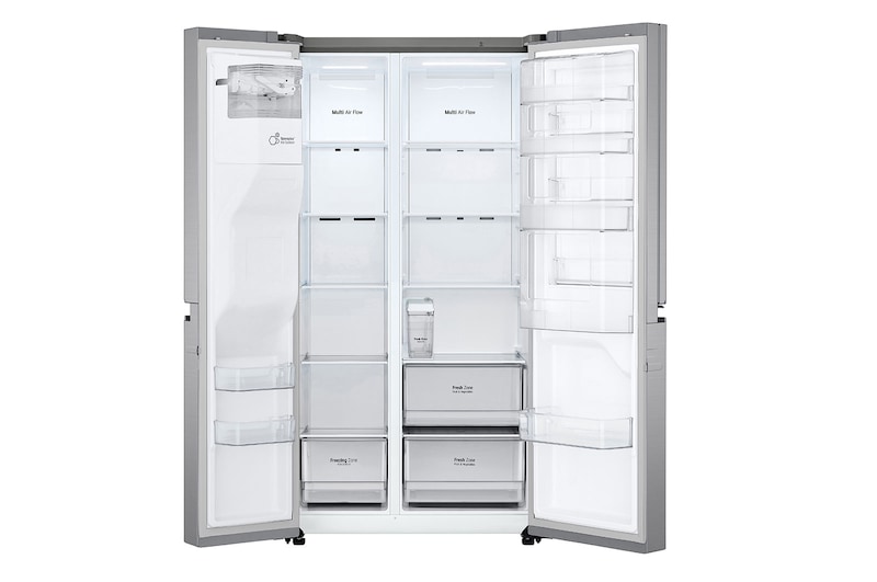 LG Side-by-Side mit Door-in-Door® | Eis-, Crushed Ice- und Wasserspender | 634 L Liter Kapazität | Energieeffizienzklasse E | Interner Wassertank 4L | Platinum Silver | GSJV31PZXE, GSJV31PZXE