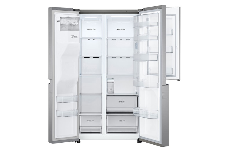 LG Side-by-Side mit Door-in-Door® | Eis-, Crushed Ice- und Wasserspender | 634 L Liter Kapazität | Energieeffizienzklasse E | Interner Wassertank 4L | Platinum Silver | GSJV31PZXE, GSJV31PZXE