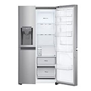 LG Side-by-Side mit Door-in-Door® | Eis-, Crushed Ice- und Wasserspender | 634 L Liter Kapazität | Energieeffizienzklasse E | Interner Wassertank 4L | Platinum Silver | GSJV31PZXE, GSJV31PZXE