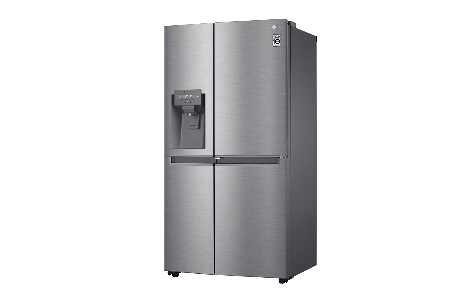 LG Side-by-Side mit Door-in-Door ® | Eis-, Crushed Ice- und Wasserspender | 634 Liter Kapazität | Energieeffizienzklasse F | Interner Wassertank 4L | Platinum Silver |  GSJV31PZXF , GSJV31PZXF