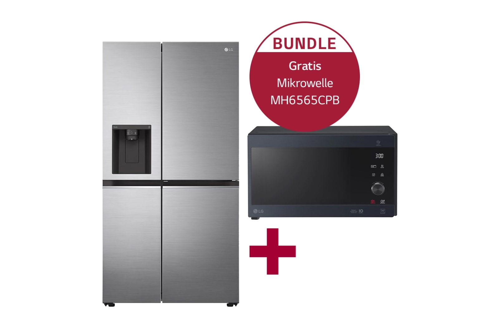 Vorderseite von Side-by-Side mit Door-in-Door ®  GSJV51PZTE &amp; Mikrowelle mit Smart Inverter Technologie MH6565CPB GSJV51PZTE.MH65CPB