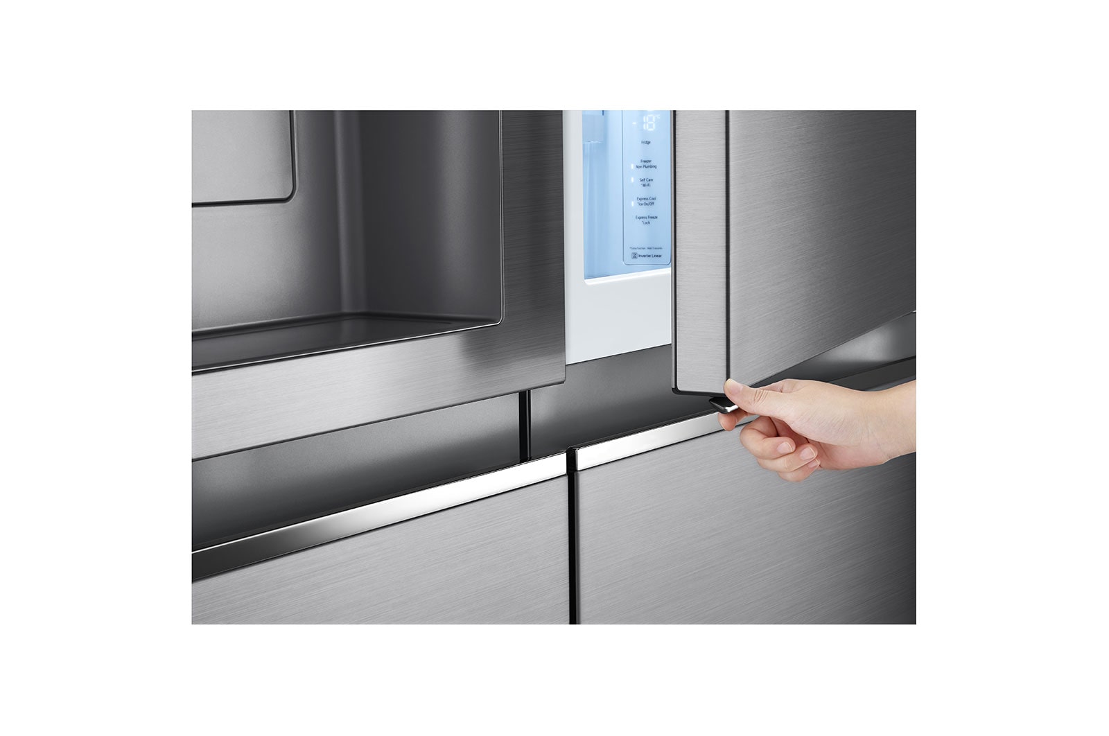 LG Side-by-Side mit Door-in-Door® |  Eis-, Crushed Ice- und Wasserspender  | 635 Liter Kapazität | Energieeffizienzklasse E | Festwasseranschluss | Platinum Silver | GSJV70PZTE, GSJV70PZTE