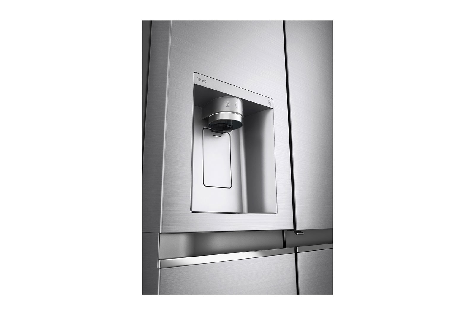 LG Side-by-Side mit Door-in-Door® |  Eis-, Crushed Ice- und Wasserspender  | 635 Liter Kapazität | Energieeffizienzklasse E | Festwasseranschluss | Platinum Silver | GSJV70PZTE, GSJV70PZTE