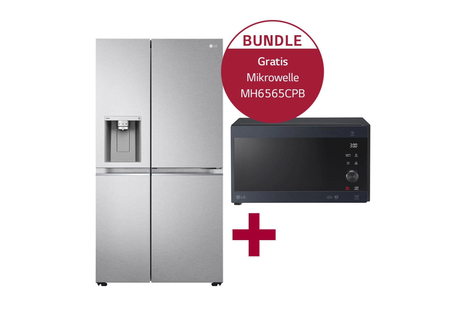 Vorderseite von Side-by-Side mit Door-in-Door ® GSJV71MBLE &amp; Mikrowelle mit Smart Inverter Technologie MH6565CPB GSJV71MBLE.MH65CPB
