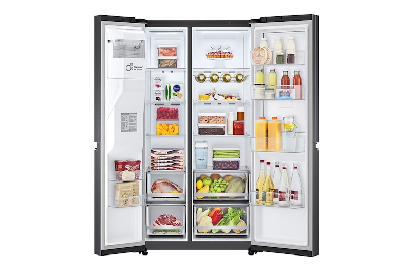 LG Side-by-Side Kühlschrank mit Door-in-Door® (E, 635L, 179cm hoch) mit Eis-, Crushed Ice- und Wasserspender & internem Wassertank | GSJV71MCLE, GSJV71MCLE