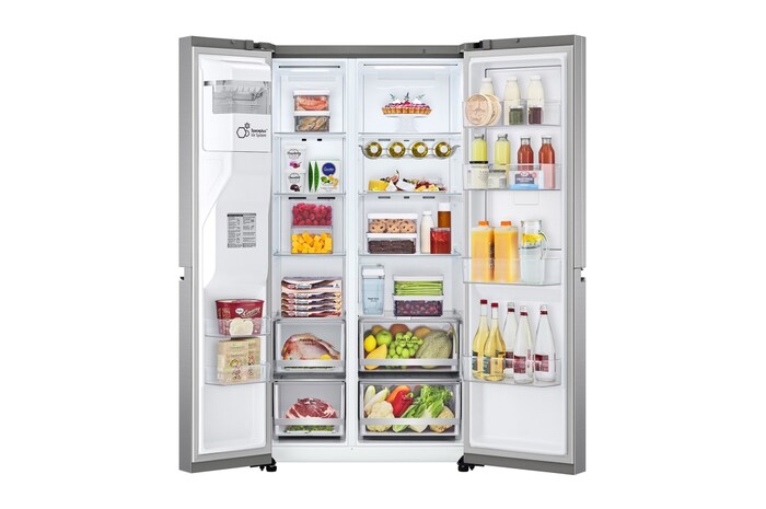 LG Side-by-Side Kühlschrank mit Door-in-Door® (E, 635L, 179cm hoch) mit Eis-, Crushed Ice- und Wasserspender & internem Wassertank | GSJV71PZLE, GSJV71PZLE