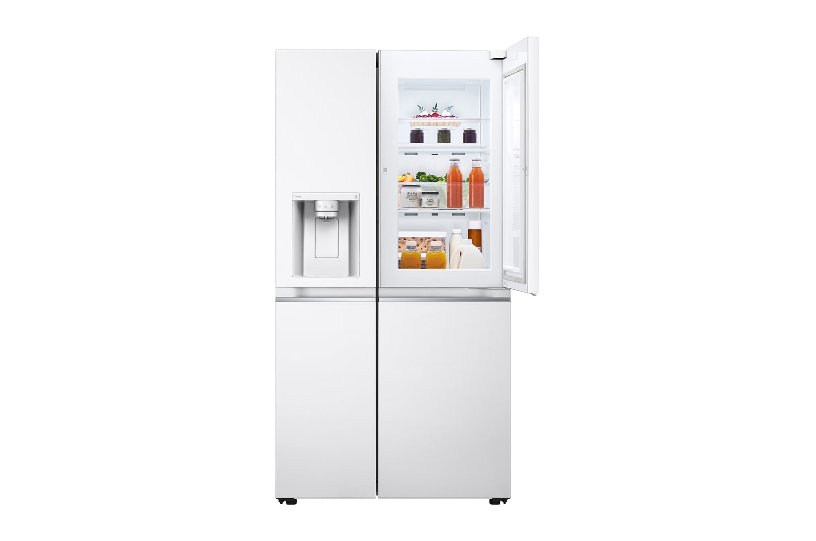 LG Side-by-Side mit Door-in-Door® |  Eis-, Crushed Ice- und Wasserspender  | 635 Liter Kapazität | Energieeffizienzklasse E | Interner Wassertank 4L | Super White | GSJV71SWTE, GSJV71SWTE