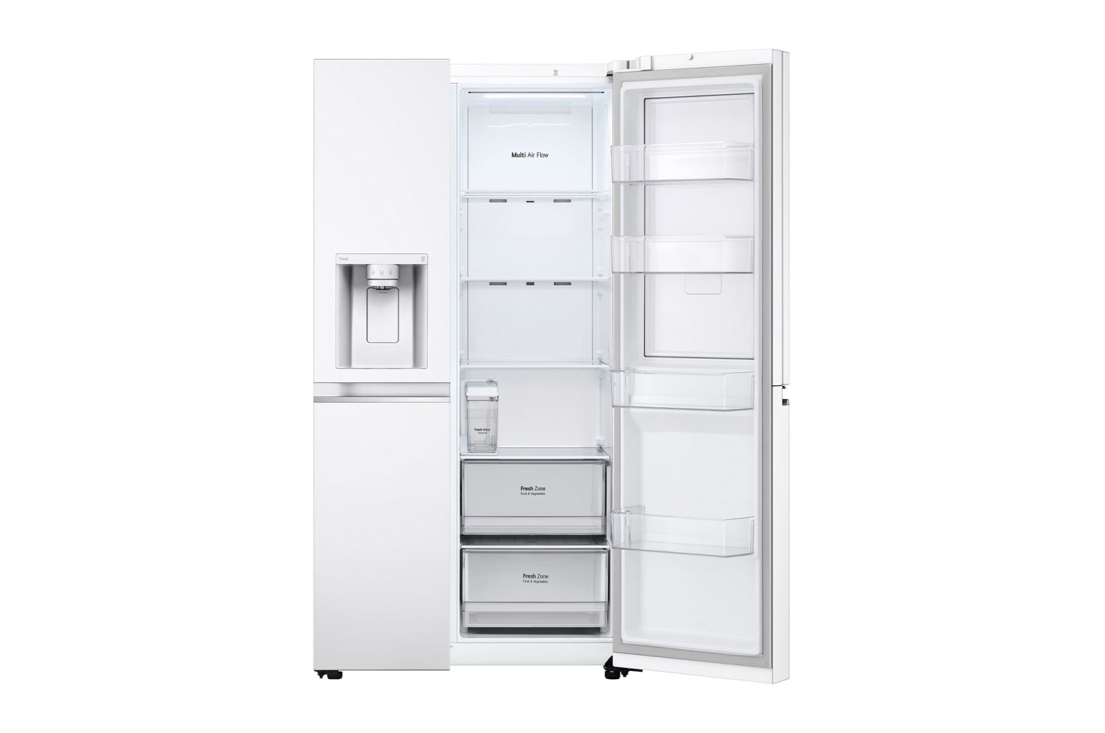 LG Side-by-Side mit Door-in-Door® |  Eis-, Crushed Ice- und Wasserspender  | 635 Liter Kapazität | Energieeffizienzklasse E | Interner Wassertank 4L | Super White | GSJV71SWTE, GSJV71SWTE