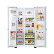 LG Side-by-Side mit Door-in-Door® |  Eis-, Crushed Ice- und Wasserspender  | 635 Liter Kapazität | Energieeffizienzklasse E | Interner Wassertank 4L | Super White | GSJV71SWTE, GSJV71SWTE