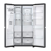 LG Side-by-Side mit Door-in-Door® | Craft Ice Kugeln | Eis-, Crushed Ice- und Wasserspender | 365 Liter Kapazität | Energieeffizienzklasse E | Festwasseranschluss | Matte Black | GSJV90MCDE, GSJV90MCDE
