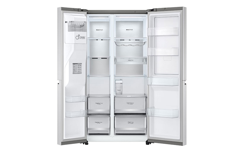LG Side-by-Side mit Door-in-Door® | 635 Liter Kapazität | Energieeffizienzklasse E | Interner Wassertank 4L | Brushed Steel | GSJV91BSAE, GSJV91BSAE