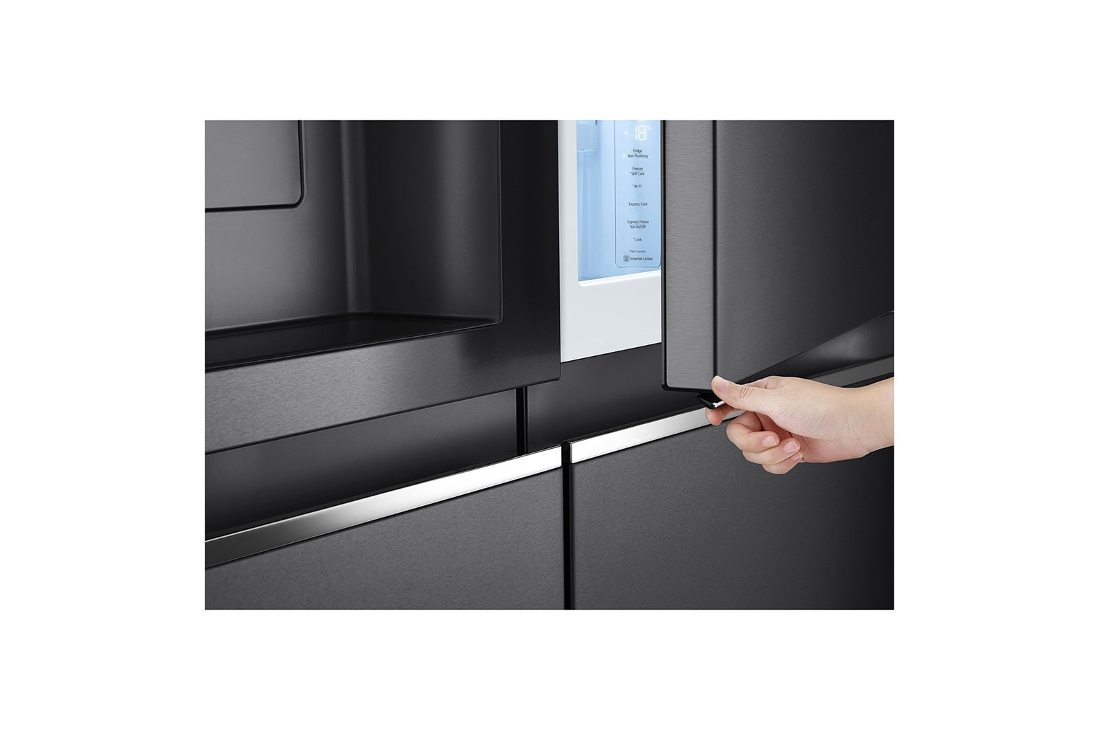 LG Side-by-Side mit Door-in-Door® |  Eis-, Crushed Ice- und Wasserspender  | 635 Liter Kapazität | Energieeffizienzklasse E | Interner Wassertank 4L | Matte Black Steel | GSJV91MCAE, GSJV91MCAE