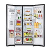 LG Side-by-Side mit Door-in-Door® |  Eis-, Crushed Ice- und Wasserspender  | 635 Liter Kapazität | Energieeffizienzklasse E | Interner Wassertank 4L | Matte Black Steel | GSJV91MCAE, GSJV91MCAE