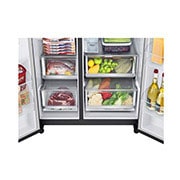LG Side-by-Side mit Door-in-Door® |  Eis-, Crushed Ice- und Wasserspender  | 635 Liter Kapazität | Energieeffizienzklasse E | Interner Wassertank 4L | Matte Black Steel | GSJV91MCAE, GSJV91MCAE