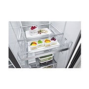 LG Side-by-Side mit Door-in-Door® |  Eis-, Crushed Ice- und Wasserspender  | 635 Liter Kapazität | Energieeffizienzklasse E | Interner Wassertank 4L | Matte Black Steel | GSJV91MCAE, GSJV91MCAE