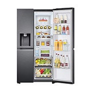 LG Side-by-Side mit Door-in-Door® |  Eis-, Crushed Ice- und Wasserspender  | 635 Liter Kapazität | Energieeffizienzklasse E | Interner Wassertank 4L | Matte Black Steel | GSJV91MCAE, GSJV91MCAE
