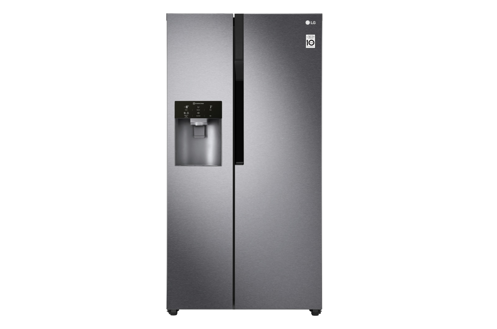 Vorderseite von Side-by-Side mit Eis-, Crushed Ice- und Wasserspender  | 606 Liter Kapazität | Festwasseranschluss | Energieeffizienzklasse F | Dark Graphite | GSL360ICEZ GSL360ICEZ