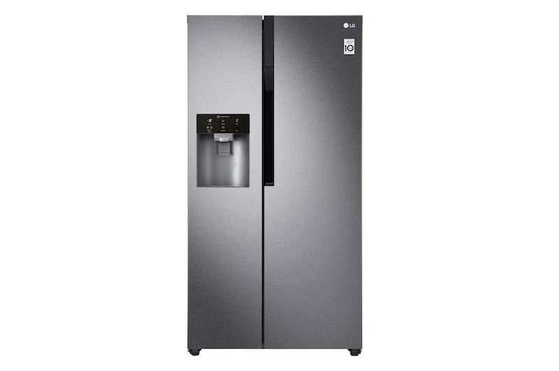 LG Side-by-Side mit Eis-, Crushed Ice- und Wasserspender  | 606 Liter Kapazität | Festwasseranschluss | Energieeffizienzklasse F | Dark Graphite | GSL360ICEZ, GSL360ICEZ