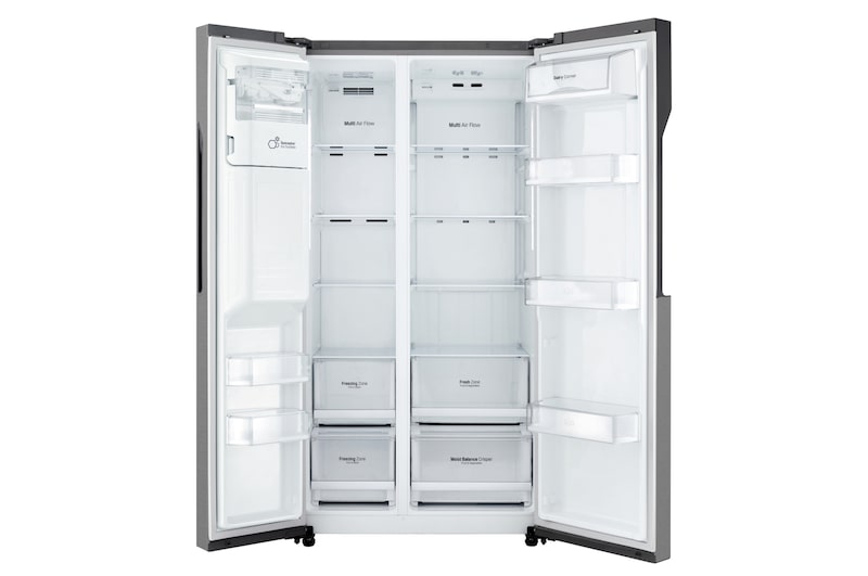 LG Side-by-Side mit Eis-, Crushed Ice- und Wasserspender  | 606 Liter Kapazität | Festwasseranschluss | Energieeffizienzklasse F | Dark Graphite | GSL360ICEZ, GSL360ICEZ