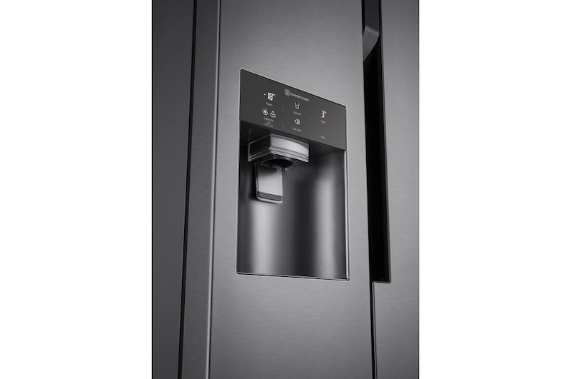 LG Side-by-Side mit Eis-, Crushed Ice- und Wasserspender  | 606 Liter Kapazität | Festwasseranschluss | Energieeffizienzklasse F | Dark Graphite | GSL360ICEZ, GSL360ICEZ