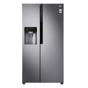 Vorderseite von Side-by-Side mit Eis-, Crushed Ice- und Wasserspender  | 606 Liter Kapazität | Festwasseranschluss | Energieeffizienzklasse F | Dark Graphite | GSL360ICEZ GSL360ICEZ