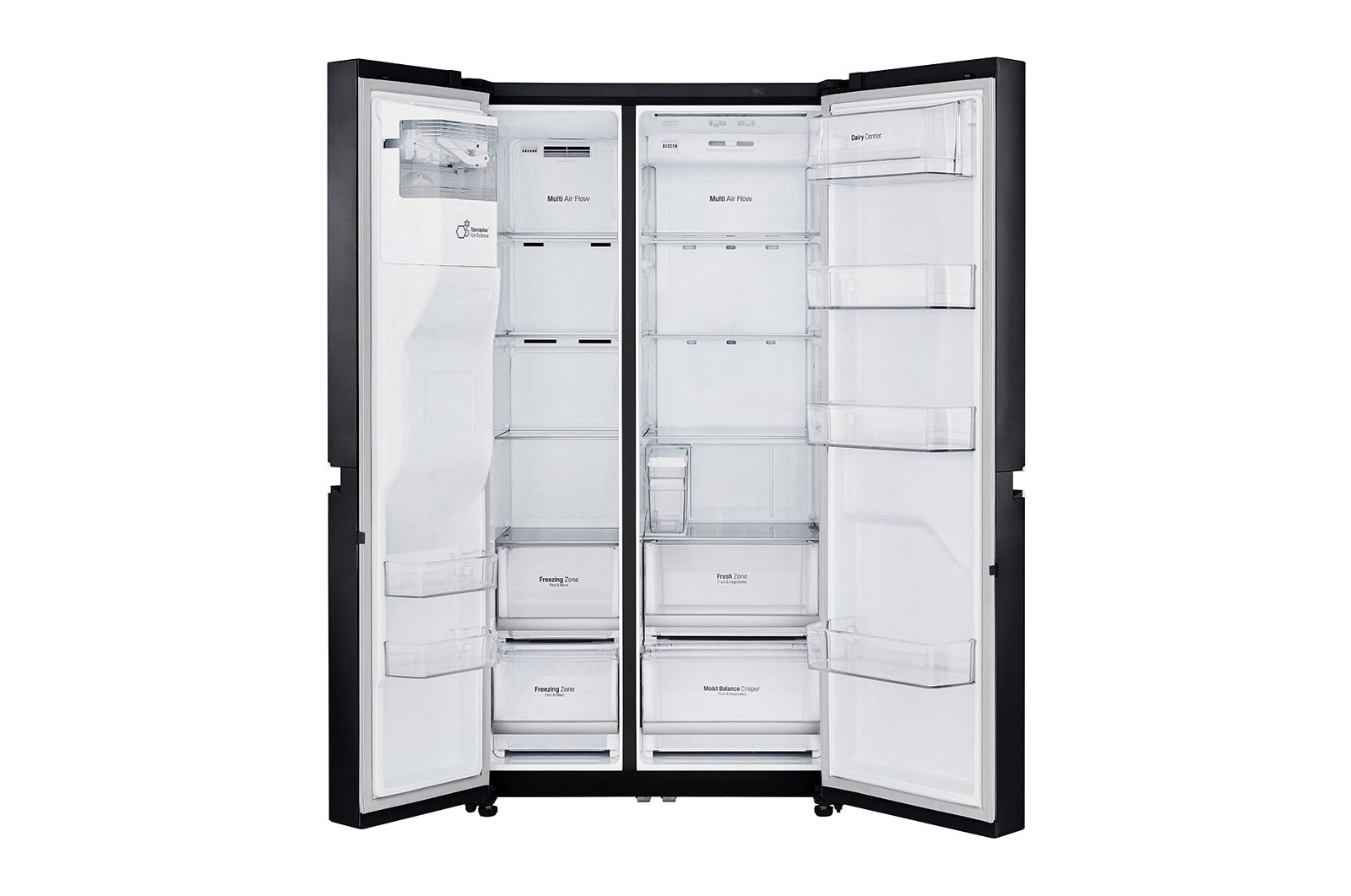LG ​​Side-by-Side mit Eis-, Crushed Ice- und Wasserspender  | ​625​ Liter Kapazität | Energieeffizienzklasse ​E​ |  Interner Wassertank 4L | ​Matte Black Steel​ | ​GSL761MCZE, GSL761MCZE