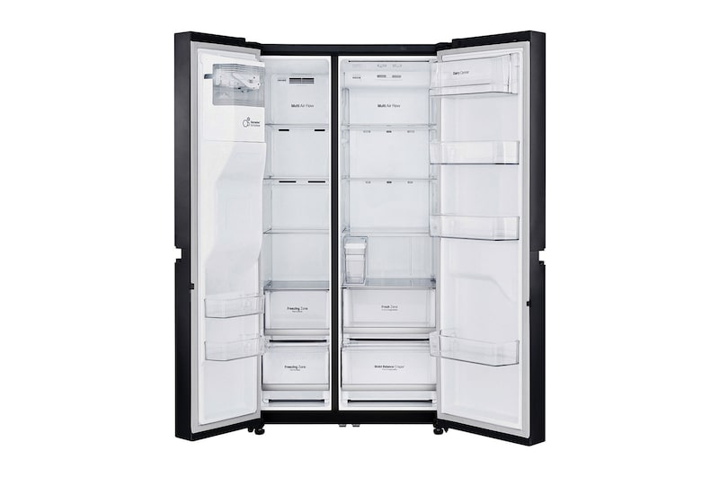 LG ​​Side-by-Side mit Eis-, Crushed Ice- und Wasserspender  | ​625​ Liter Kapazität | Energieeffizienzklasse ​E​ |  Interner Wassertank 4L | ​Matte Black Steel​ | ​GSL761MCZE, GSL761MCZE