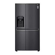Vorderseite von ​​Side-by-Side mit Eis-, Crushed Ice- und Wasserspender  | ​625​ Liter Kapazität | Energieeffizienzklasse ​E​ |  Interner Wassertank 4L | ​Matte Black Steel​ | ​GSL761MCZE GSL761MCZE