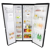 LG ​​Side-by-Side mit Eis-, Crushed Ice- und Wasserspender  | ​625​ Liter Kapazität | Energieeffizienzklasse ​E​ |  Interner Wassertank 4L | ​Matte Black Steel​ | ​GSL761MCZE, GSL761MCZE