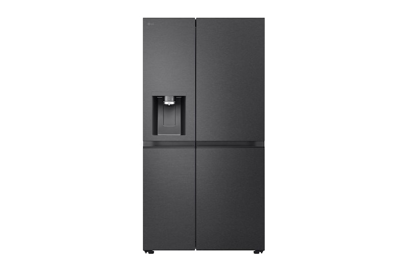 Vorderseite von Side-by-Side Kühlschrank (EEK D, 628L, 179 cm hoch ) mit Eis-, Crushed Ice- und Wasserspender, internem Wassertank I GSLE81EPBD GSLE81EPBD