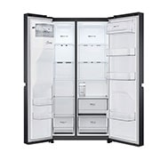 LG Side-by-Side mit Eis-, Crushed Ice- und Wasserspender | 634 Liter Kapazität | Energieeffizienzklasse F |  Interner Wassertank 4L |  Matte Black Steel   | GSLV31MCXM, GSLV31MCXM