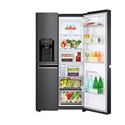 LG Side-by-Side mit Eis-, Crushed Ice- und Wasserspender | 634 Liter Kapazität | Energieeffizienzklasse F |  Interner Wassertank 4L |  Matte Black Steel   | GSLV31MCXM, GSLV31MCXM