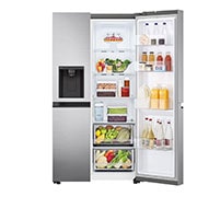 LG Side-by-Side mit Eis-, Crushed Ice- und Wasserspender | 635 Liter Kapazität | Energieeffizienzklasse F | Interner Wassertank 4L | Platinum Silver | GSLV51PZXM, GSLV51PZXM