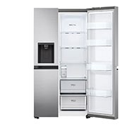 LG Side-by-Side mit Eis-, Crushed Ice- und Wasserspender | 635 Liter Kapazität | Energieeffizienzklasse F | Interner Wassertank 4L | Platinum Silver | GSLV51PZXM, GSLV51PZXM