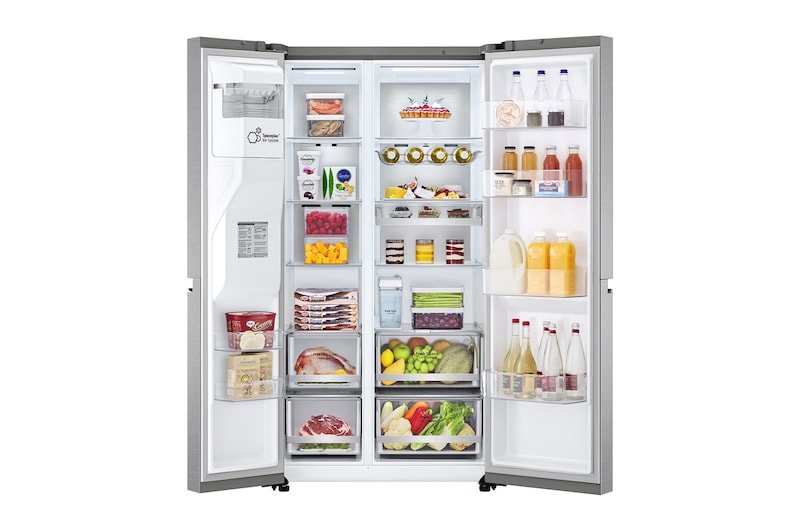LG Side-by-Side mit Eis-, Crushed Ice- und Wasserspender | 635 Liter Kapazität | Energieeffizienzklasse D |  Interner Wassertank 4L | Metal Sorbet |  GSLV91MBAD, GSLV91MBAD