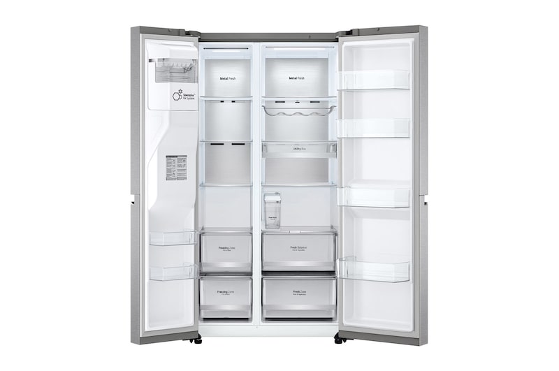 LG Side-by-Side mit Eis-, Crushed Ice- und Wasserspender | 635 Liter Kapazität | Energieeffizienzklasse D |  Interner Wassertank 4L | Metal Sorbet |  GSLV91MBAD, GSLV91MBAD