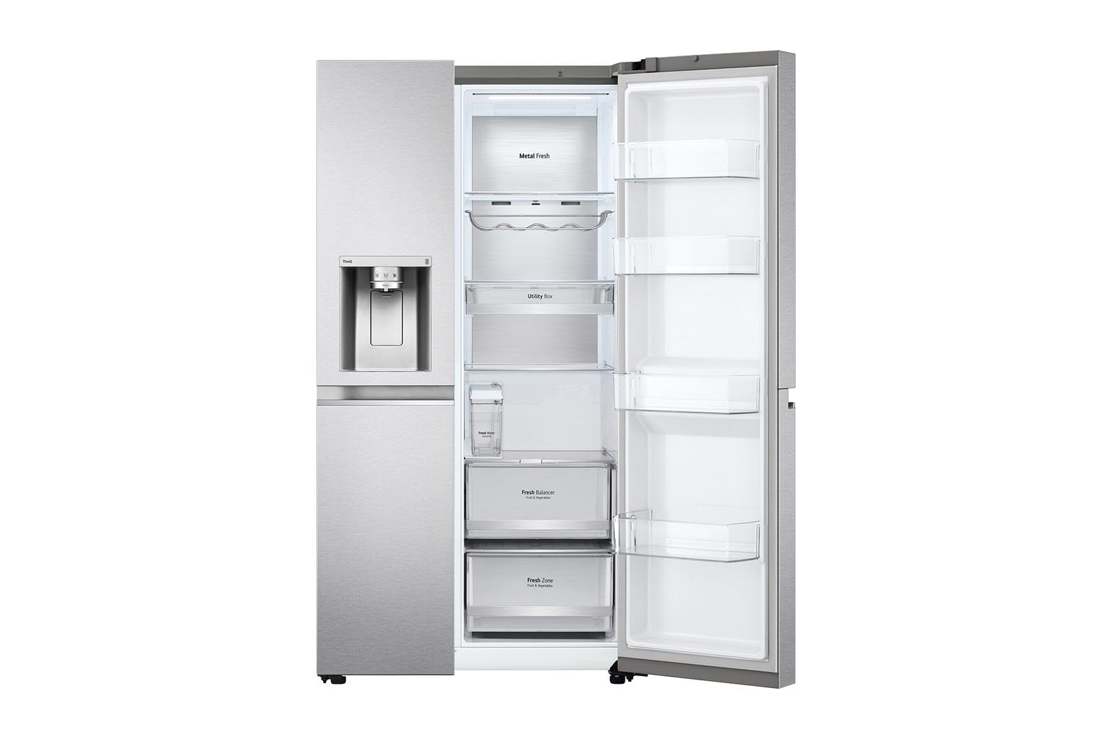 LG Side-by-Side mit Eis-, Crushed Ice- und Wasserspender | 635 Liter Kapazität | Energieeffizienzklasse D |  Interner Wassertank 4L | Metal Sorbet |  GSLV91MBAD, GSLV91MBAD