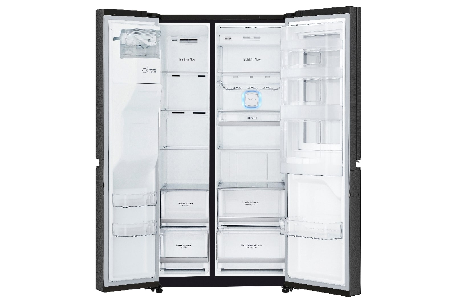 LG ​​Side-by-Side mit InstaView Door-in-Door ®  | Eis-, Crushed Ice- und Wasserspender  | ​625​ Liter Kapazität | Energieeffizienzklasse ​F​ | ​Festwasseranschluss | Matte Black Steel​​ | ​GSX960MCVZ, GSX960MCVZ