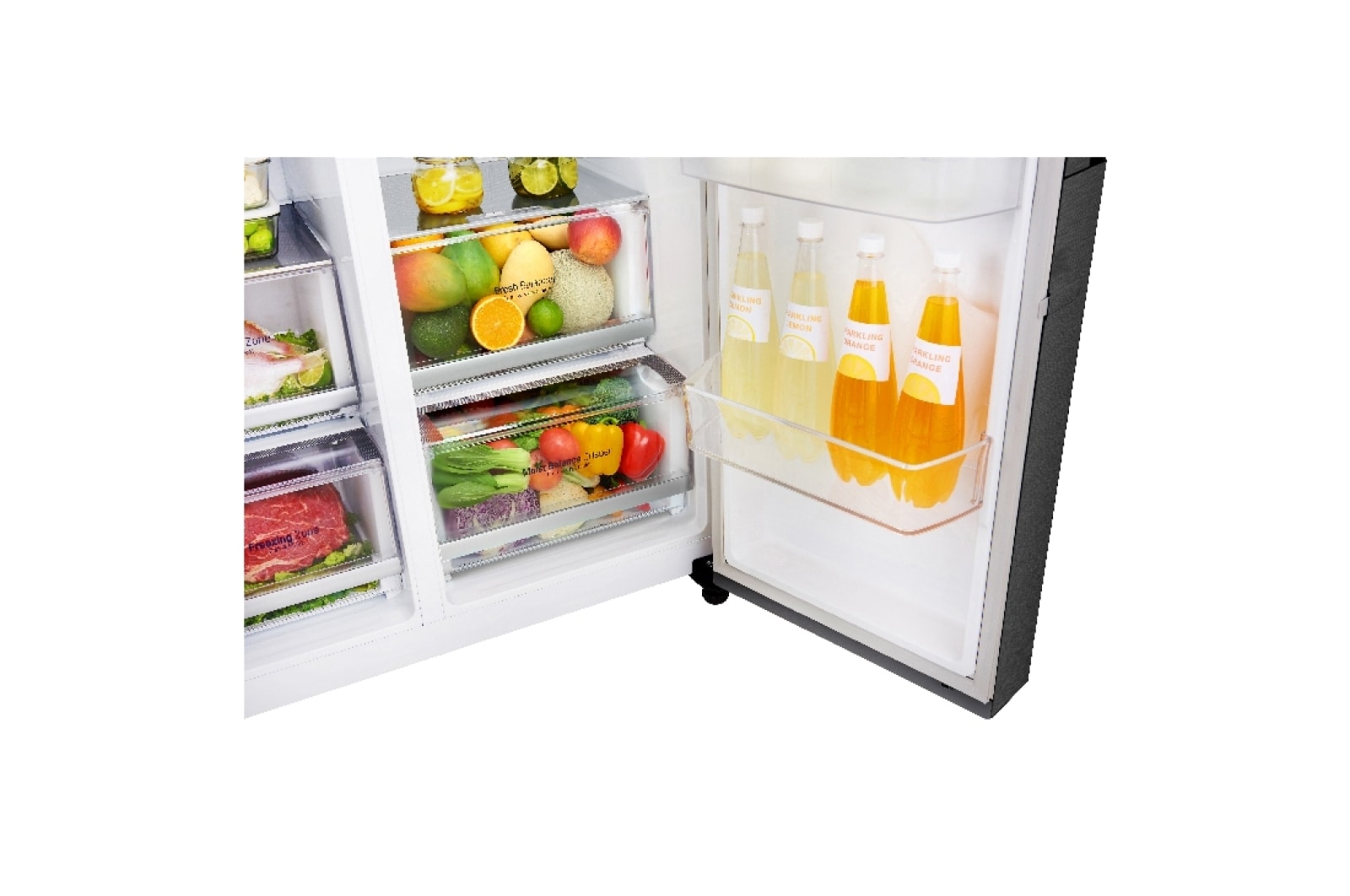 LG ​​Side-by-Side mit InstaView Door-in-Door ®  | Eis-, Crushed Ice- und Wasserspender  | ​625​ Liter Kapazität | Energieeffizienzklasse ​F​ | ​Festwasseranschluss | Matte Black Steel​​ | ​GSX960MCVZ, GSX960MCVZ