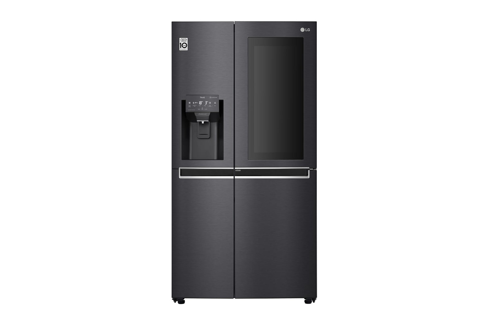LG Side-by-Side mit InstaView Door-in-Door ®  | Eis-, Crushed Ice- und Wasserspender | 625 Liter Kapazität | Energieeffizienzklasse E | Interner Wassertank 4L | Matte Black Steel | GSX961MCCE, GSX961MCCE