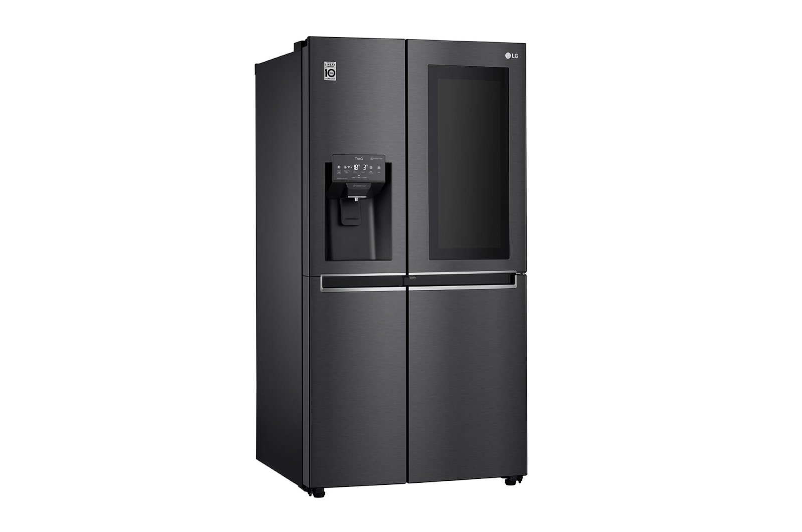 LG Side-by-Side mit InstaView Door-in-Door ®  | Eis-, Crushed Ice- und Wasserspender | 625 Liter Kapazität | Energieeffizienzklasse E | Interner Wassertank 4L | Matte Black Steel | GSX961MCCE, GSX961MCCE