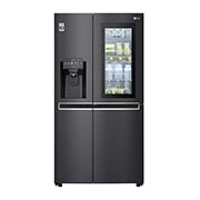 Vorderseite von Side-by-Side mit InstaView Door-in-Door ®  | Eis-, Crushed Ice- und Wasserspender | 625 Liter Kapazität | Energieeffizienzklasse E | Interner Wassertank 4L | Matte Black Steel | GSX961MCCE GSX961MCCE